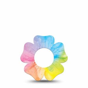 ExpressionMed Rainbow Flower  Freestyle Libre 2 Flower Shape Tape, Abbott Lingo,  Single Tape Single Rainbow Flower, Fixing Ring Tape CGM Design