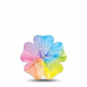 ExpressionMed Rainbow Flower  Freestyle Libre 2 Flower Shape Tape, Abbott Lingo,  Single Tape and Single Sticker Flower Shape Rainbow, Fixing Ring Tape CGM Design
