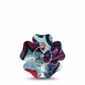 ExpressionMed Moody Marble Freestyle Libre 2 Flower Shape Tape, Abbott Lingo, Single Tape Marble Texture Fixing Ring Tape CGM Design with center sticker