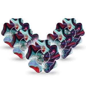 ExpressionMed Moody Marble Freestyle Libre 2 Flower Shape Tape, Abbott Lingo, 5-Pack Dark Marble Fixing Ring Tape CGM Design