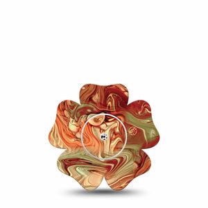 ExpressionMed Rustic Marble Freestyle Libre 2 Flower Shape Tape, Abbott Lingo, Single Tape Vintage Marble Fixing Ring Tape CGM Design with center sticker