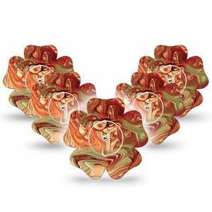 ExpressionMed Rustic Marble Freestyle Libre 2 Flower Shape Tape, Abbott Lingo, 5-Pack Old Stone Fixing Ring Tape CGM Design with center stickers