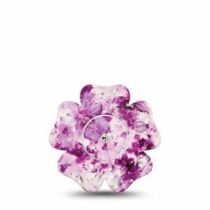 Violet Orchids Libre Flower Tape purple flowers overlay design, Abbott Lingo with center sticker