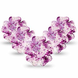 Violet Orchids Libre Flower Tape purple flowers overlay design, Abbott Lingo 5-Pack with center stickers