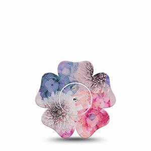ExpressionMed Bloom Town Freestyle Libre 2 Flower Shape Single Blossom Cozy Adhesive Tape CGM Design, Abbott Lingo with center sticker