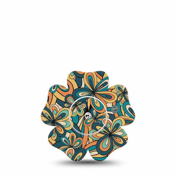 ExpressionMed 70s Vintage Freestyle Libre 2 Flower Shape Tape, Abbott Lingo, Single Tape Groovy Fashion Fixing Ring Tape CGM Design with center sticker