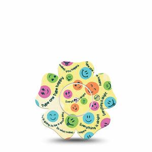 ExpressionMed Smiley Freestyle Libre 2 Flower Shape Tape, Abbott Lingo, Single Tape Restless Sea Fixing Ring Tape CGM Design with center sticker