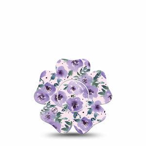 ExpressionMed Purple blooms Freestyle Libre 2 Flower Shape Single Lavender beauty Adhesive Tape CGM Design, Abbott Lingo with center sticker