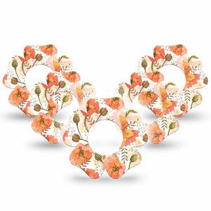 ExpressionMed Peachy Blooms Libre Flower Tape 5-Pack Tape orange posies overlay design, Abbott Lingo