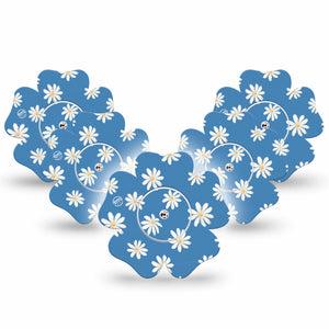 ExpressionMed Painted Daisies Freestyle Libre 2 and Libre 2 Plus Flower Shape Tape, Abbott Lingo, 5-Pack Tape + 5-Pack Sticker White Daisies Inspired, Plaster CGM Design