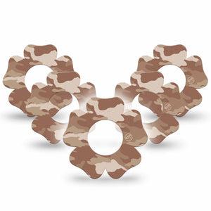 ExpressionMed Desert Camo Freestyle Libre 2 Flower Shape Tape, Abbott Lingo,  5-Pack Barren Disguise Fixing Ring Tape CGM Design