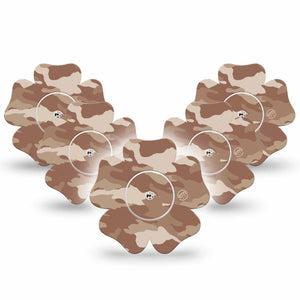 ExpressionMed Desert Camo Freestyle Libre 2 Flower Shape Tape, Abbott Lingo,  5-Pack Stickers and 5-Pack Tapes Barren Disguise Fixing Ring Tape CGM Design