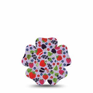 Wild Berries Libre Flower Tape raspberry flower shaped design, Abbott Lingo with center sticker