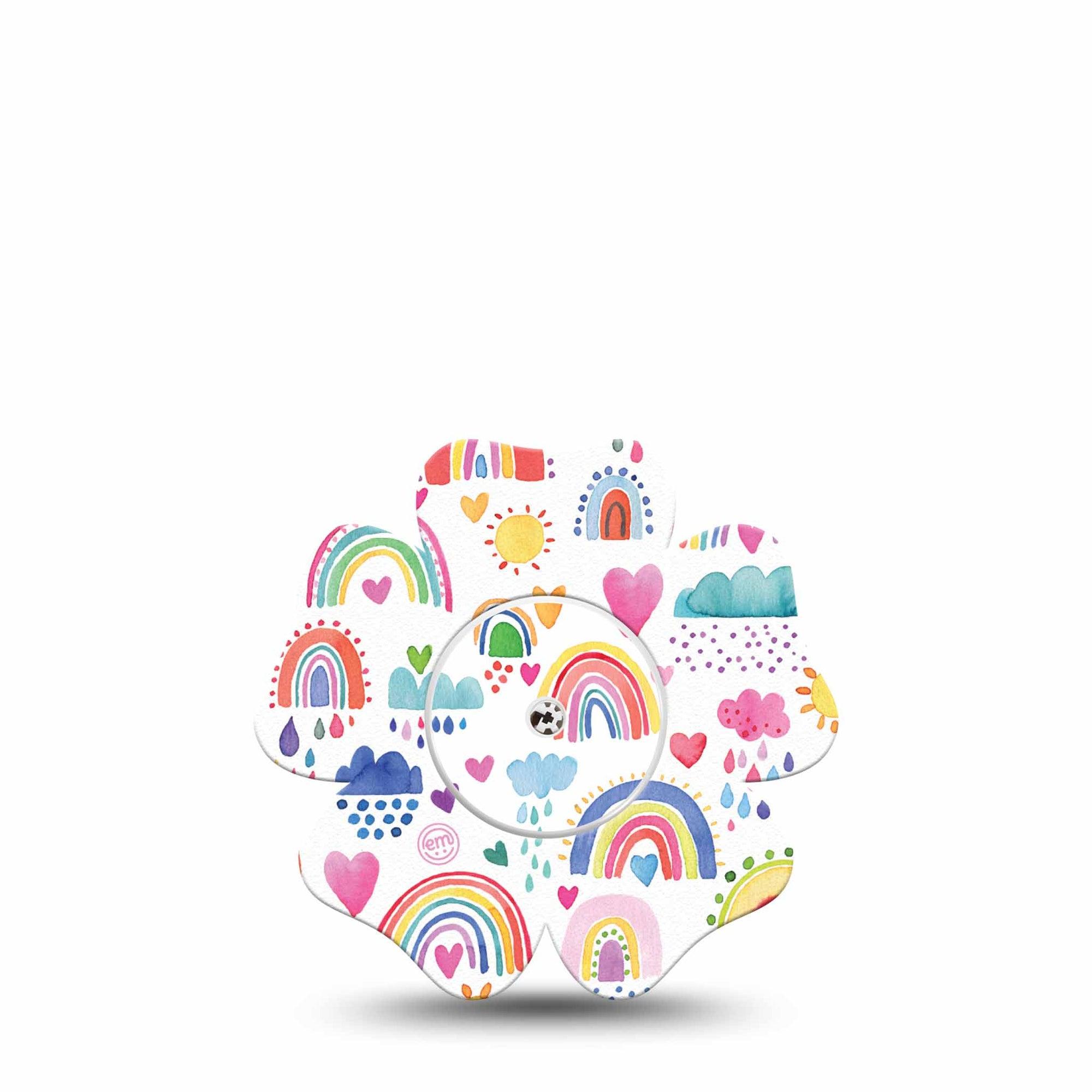 ExpressionMed Rainbows of Hope Libre Flower Tape cute rainbows patch design, Abbott Lingo with center sticker