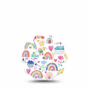 ExpressionMed Rainbows of Hope Libre Flower Tape cute rainbows patch design, Abbott Lingo with center sticker