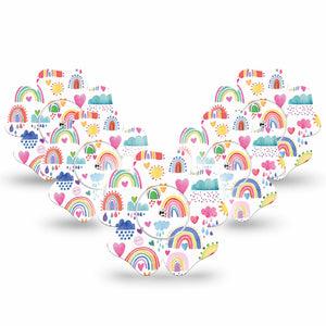 ExpressionMed Rainbows of Hope Libre Flower Tape 5-Pack tiny rainbows design, Abbott Lingo with center stickers