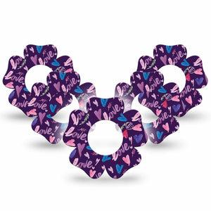 Watercolor Love Libre Flower Tape 5-Pack Tape purple flower shaped adhesive design, Abbott Lingo