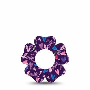 Watercolor Love Libre Flower Tape purple flower shaped overlay design , Abbott Lingo single tape