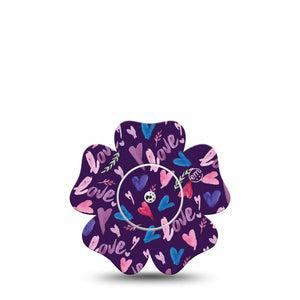 Watercolor Love Libre Flower Tape purple flower shaped overlay design , Abbott Lingo single tape and sticker