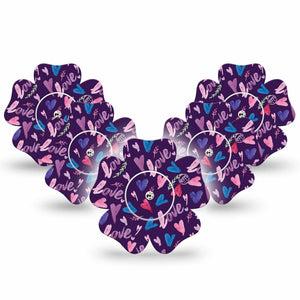 Watercolor Love Libre Flower Tape 5-Pack Tape and Sticker purple flower shaped adhesive design, Abbott Lingo