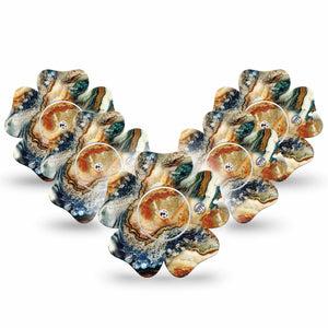 ExpressionMed Sea in a Storm Freestyle Libre 2 Flower Shape Tape, Abbott Lingo,  5-Pack Tape and 5-Pack Sticker Turbulent Waters Fixing Ring Tape CGM Design