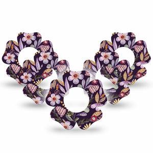 ExpressionMed Moody Blooms Freestyle Libre 2 Flower Shape Tape, Abbott Lingo, 5-Pack Rustic Florals Inspired  CGM Design