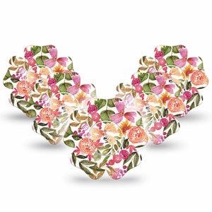 ExpressionMed Spring Bouquet Freestyle Libre 2 Flower Shape Tape, Abbott Lingo,  5-Pack Vibrant Blooms Fixing Ring Tape CGM Design with Center Stickers
