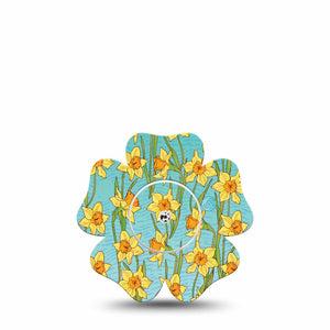 ExpressionMed Daffodils Freestyle Libre 2 Flower Shape Single Springtime Joy Adhesive Tape CGM Design, Abbott Lingo with Center Sticker