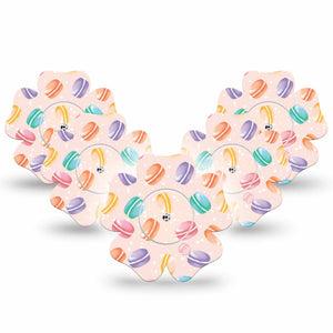 ExpressionMed Macarons Freestyle Libre 2 Flower Shape Tape, Abbott Lingo,  5-Pack Gourmet Pastries Fixing Ring Tape CGM Design with Center Stickers