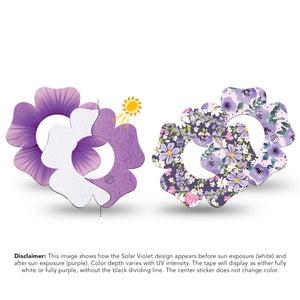 ExpressionMed Purple Hues Variety Pack Freestyle Libre 2 and Libre 2 Plus Flower Shape Tape, Abbott Lingo, 4-Pack Tape Variety Solar-Reactive Purple, Plaster CGM Design