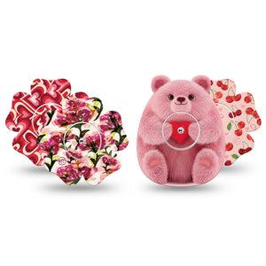 ExpressionMed Bear Hugs Freestyle Libre, Libre 2 Plus, and Abbott Lingo Flower, 4-Pack Tape and 4-Pack Sticker, Valentines inspired patterns Best Covers for CGM