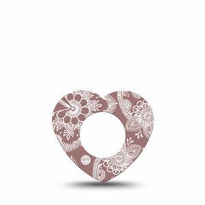 ExpressionMed Henna Freestyle Libre 2 and Libre 2 Plus Heart Shape Tape, Abbott Lingo, Single Tape Henna Art Plaster CGM Design