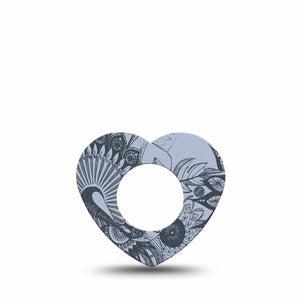 ExpressionMed Dani Freestyle Libre 2 and Libre 2 Plus Heart Shape Tape, Abbott Lingo, Single Tape Floral Drawing Plaster CGM Design