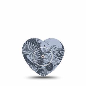 ExpressionMed Dani Freestyle Libre 2 and Libre 2 Plus Heart Shape Tape, Abbott Lingo, Single Tape and Single Sticker Floral Illustration Plaster CGM Design
