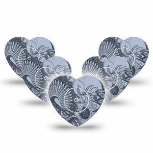 ExpressionMed Dani Freestyle Libre 2 and Libre 2 Plus Heart Shape Tape, Abbott Lingo, 5-Pack Tape and 5-Pack Sticker Floral Illustration Plaster CGM Design