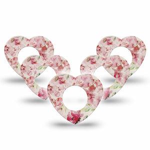 ExpressionMed Ethereal Spring Freestyle Libre 2 Heart Shape 5-Pack Ethereal Flowers Overlay Patch CGM Design, Abbott Lingo