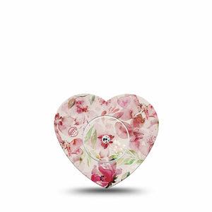 ExpressionMed Ethereal Spring Freestyle Libre 2 Heart Shape Single Overlay Patch CGM Design, Abbott Lingo with center sticker