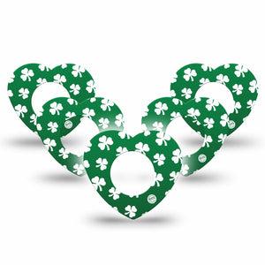 ExpressionMed Shamrock Freestyle Libre 2 and Libre 2 Plus Heart Shape Tape, Abbott Lingo,  5-Pack Tape Irish Leaves, Adhesive Patch CGM Design