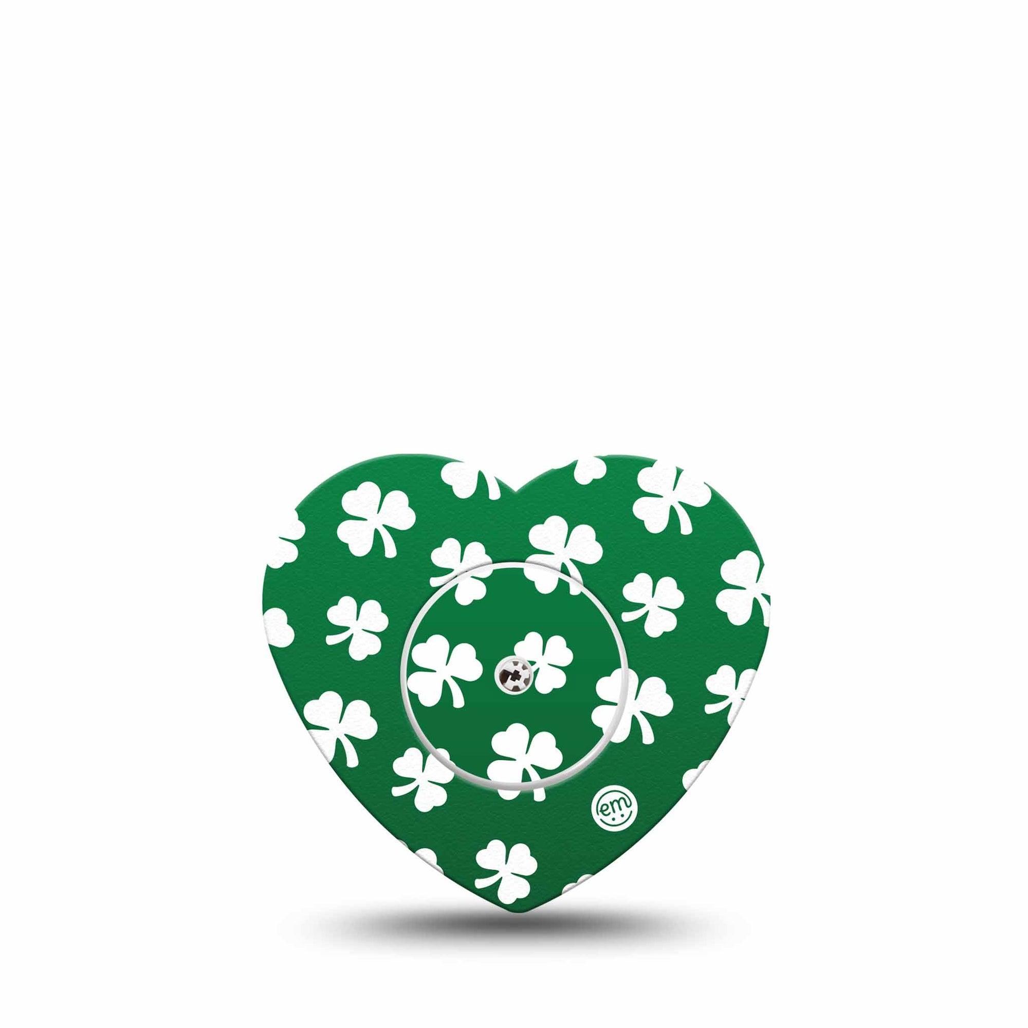 ExpressionMed Shamrock Freestyle Libre 2 and Libre 2 Plus Heart Shape Tape, Abbott Lingo, Single Tape and Single Sticker Irish Leaves, Adhesive Patch CGM Design