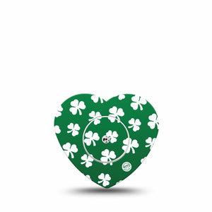 ExpressionMed Shamrock Freestyle Libre 2 and Libre 2 Plus Heart Shape Tape, Abbott Lingo, Single Tape and Single Sticker Irish Leaves, Adhesive Patch CGM Design