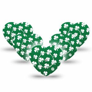ExpressionMed Shamrock Freestyle Libre 2 and Libre 2 Plus Heart Shape Tape, Abbott Lingo,  5-Pack Tape and 5-Pack Sticker Irish Leaves, Adhesive Patch CGM Design