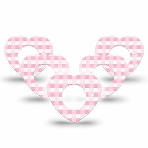 ExpressionMed Pink Gingham Freestyle Libre 2 and Libre 2 Plus Heart Shape Tape, Abbott Lingo,  5-Pack Tape Blush Gingham, Adhesive Patch CGM Design