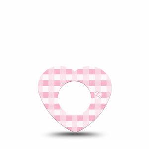ExpressionMed Pink Gingham Freestyle Libre 2 and Libre 2 Plus Heart Shape Tape, Abbott Lingo,  Single Tape Classic Gingham, Adhesive Patch CGM Design