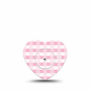ExpressionMed Pink Gingham Freestyle Libre 2 and Libre 2 Plus Heart Shape Tape, Abbott Lingo,  Single Tape & Single Sticker Vintage Plaid, Adhesive Patch CGM Design