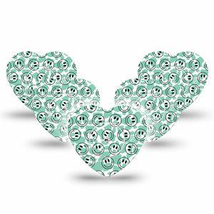 ExpressionMed Happy Cow Print Freestyle Libre 2 and Libre 2 Plus Heart Shape Tape, Abbott Lingo,  5-Pack Tape & 5-Pack Sticker Happy Livestock,  Adhesive Patch CGM Design