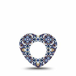 ExpressionMed Moroccan Tile Freestyle Libre 2 and Libre 2 Plus Heart Shape Tape, Abbott Lingo,  Single Tape Patterned Floor, Adhesive Patch CGM Design