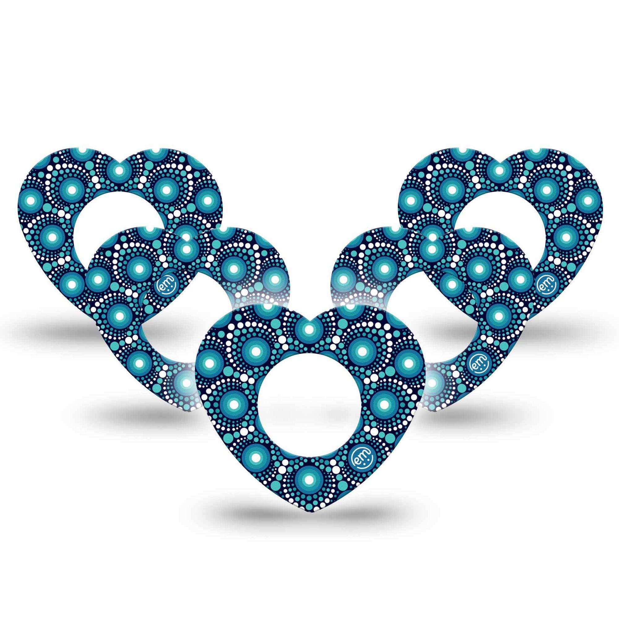 ExpressionMed Dot Art Freestyle Libre 2 Heart Shape Tape, Abbott Lingo, 5-Pack Shiny Dot Art Adhesive Patch CGM Design