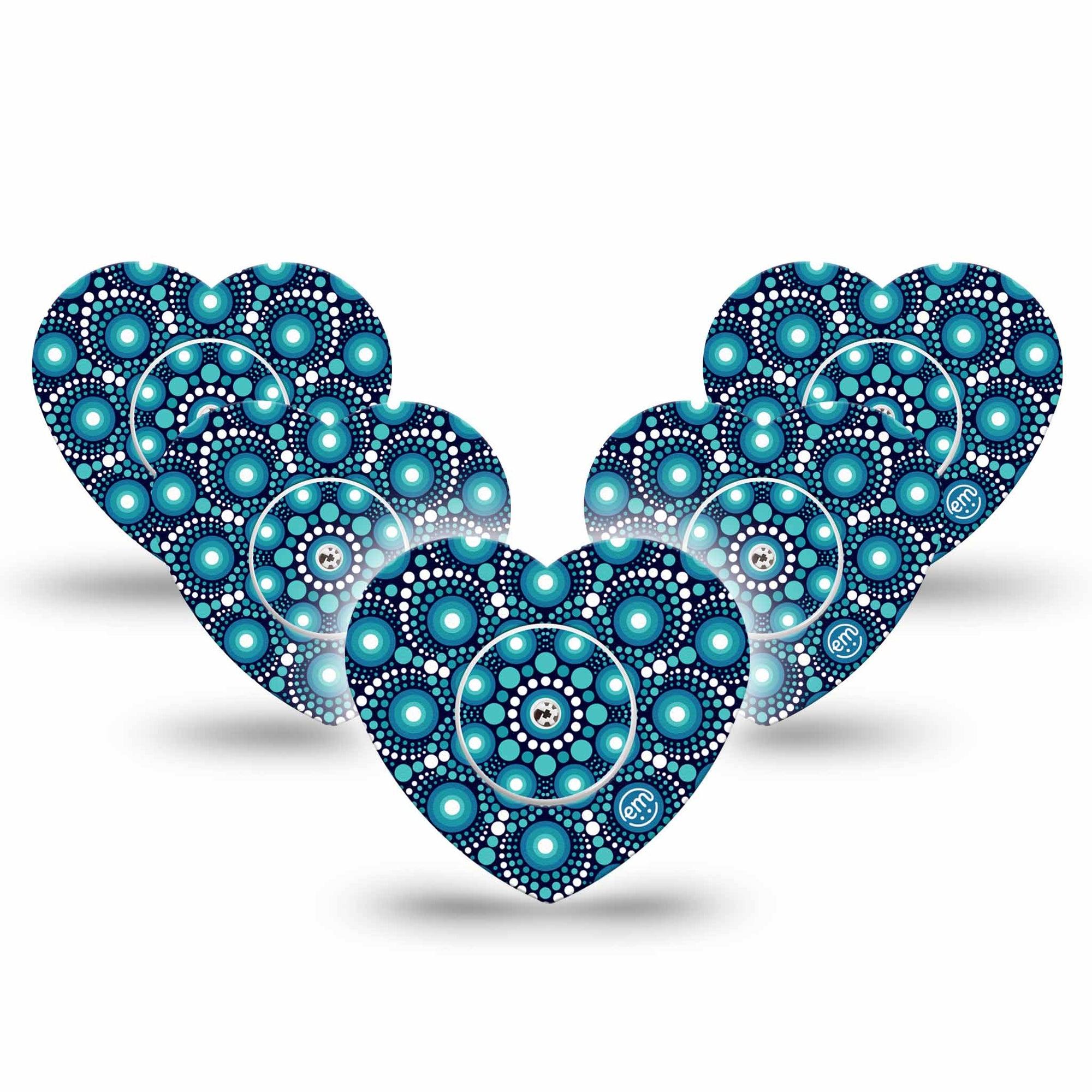 ExpressionMed Dot Art Freestyle Libre 2 Heart Shape Tape, Abbott Lingo, 5-Pack Tape and 5-Pack Sticker Circular Artwork Adhesive Patch CGM Design
