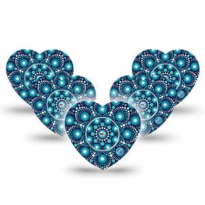 ExpressionMed Dot Art Freestyle Libre 2 Heart Shape Tape, Abbott Lingo, 5-Pack Tape and 5-Pack Sticker Circular Artwork Adhesive Patch CGM Design
