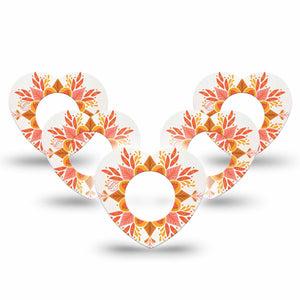 ExpressionMed Psychedelic Mandala Freestyle Libre 2 and Libre 2 Plus Heart Shape Tape, Abbott Lingo,  5-Pack Tape Psychedelic Design Adhesive Patch CGM Design